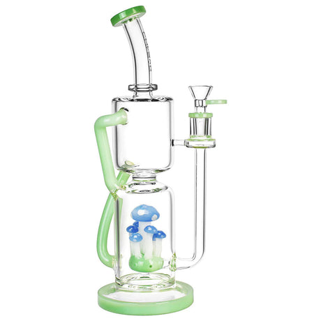 Pulsar Shroom Recycler Water Pipe with thick glass and mushroom design, front view on white background