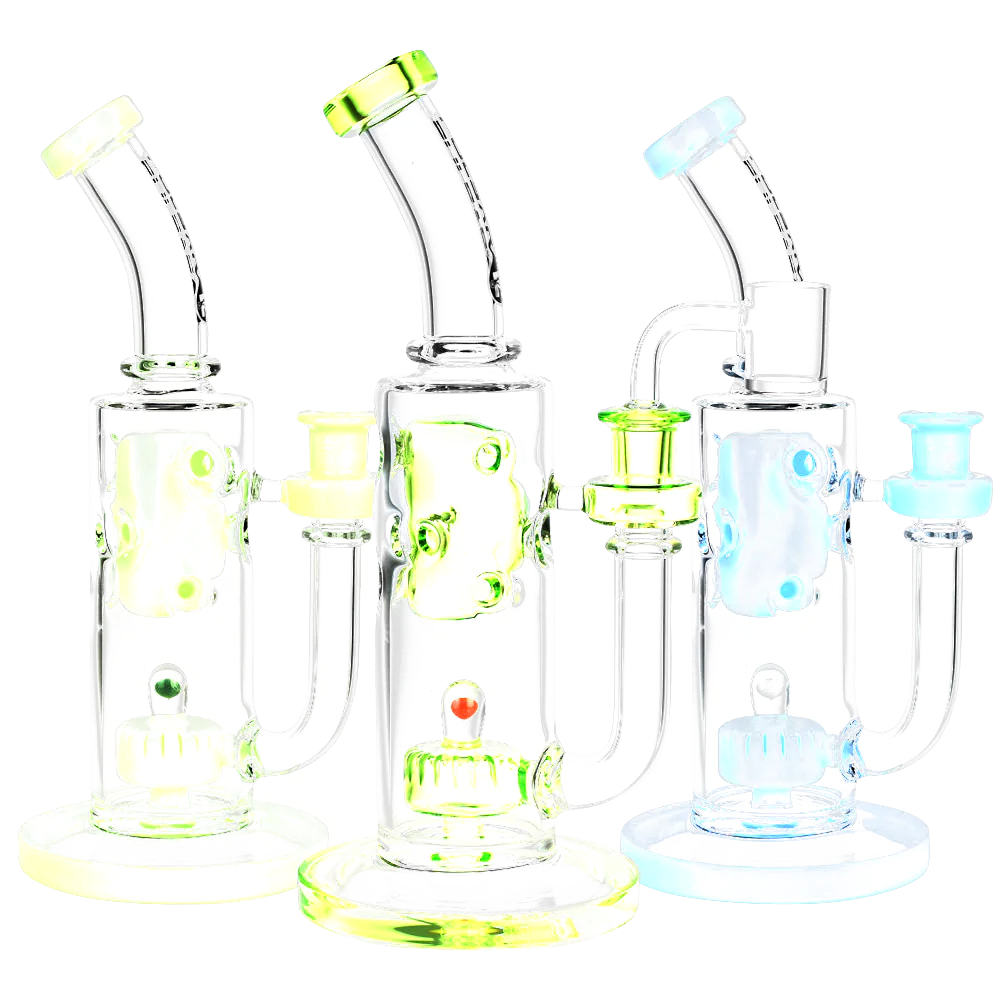 Pulsar Swiss Opal Perc Rig in various colors with heavy wall borosilicate glass