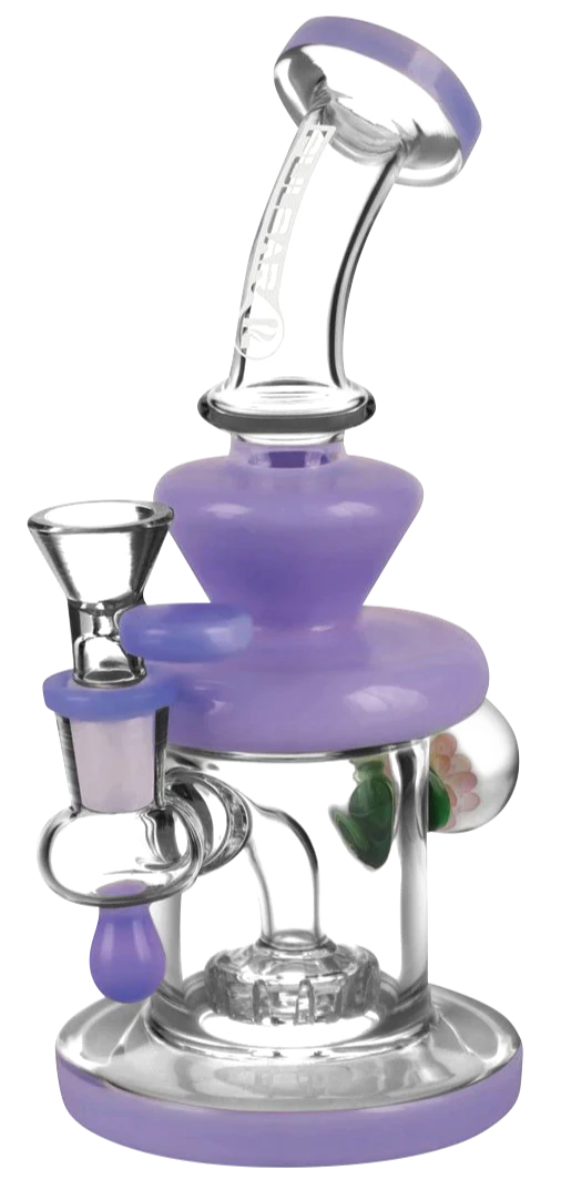 Pulsar Teardrop Mini Bong with Marble, 7.5" heavy wall glass, showerhead percolator, front view