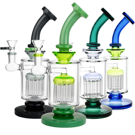 Pulsar Tree Perc Water Pipe collection with Baby Yoda design, 9.75" height, in various colors, front view