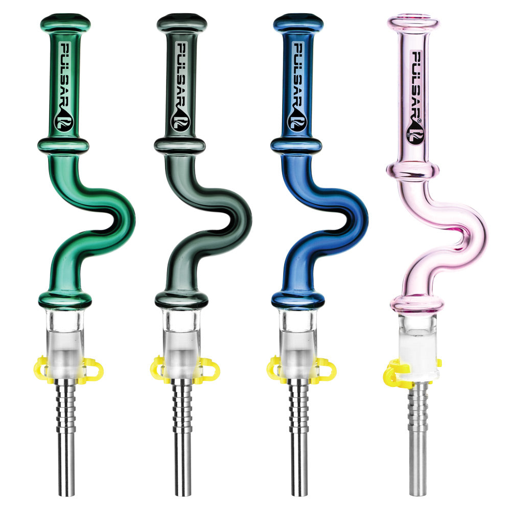 Assorted Pulsar U-Bend Neck Vapor Straws with Titanium Tips in Various Colors