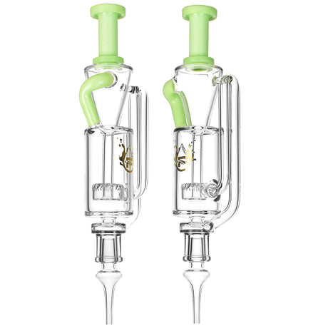 Pulsar Vapor Vessel Recycler Dab Rig Kit with lime green accents, front view on white background