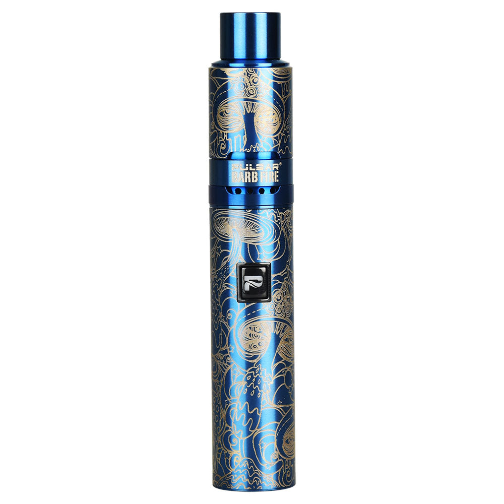 Pulsar Barb Fire Kit in blue with Melting Mushroom design, 1450mAh, front view on white background