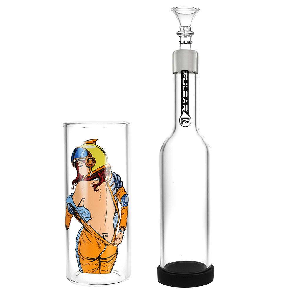 Pulsar Zero-G Strip Gravity Water Pipe, 11.5", 19mm Female Joint, Borosilicate Glass, Front View