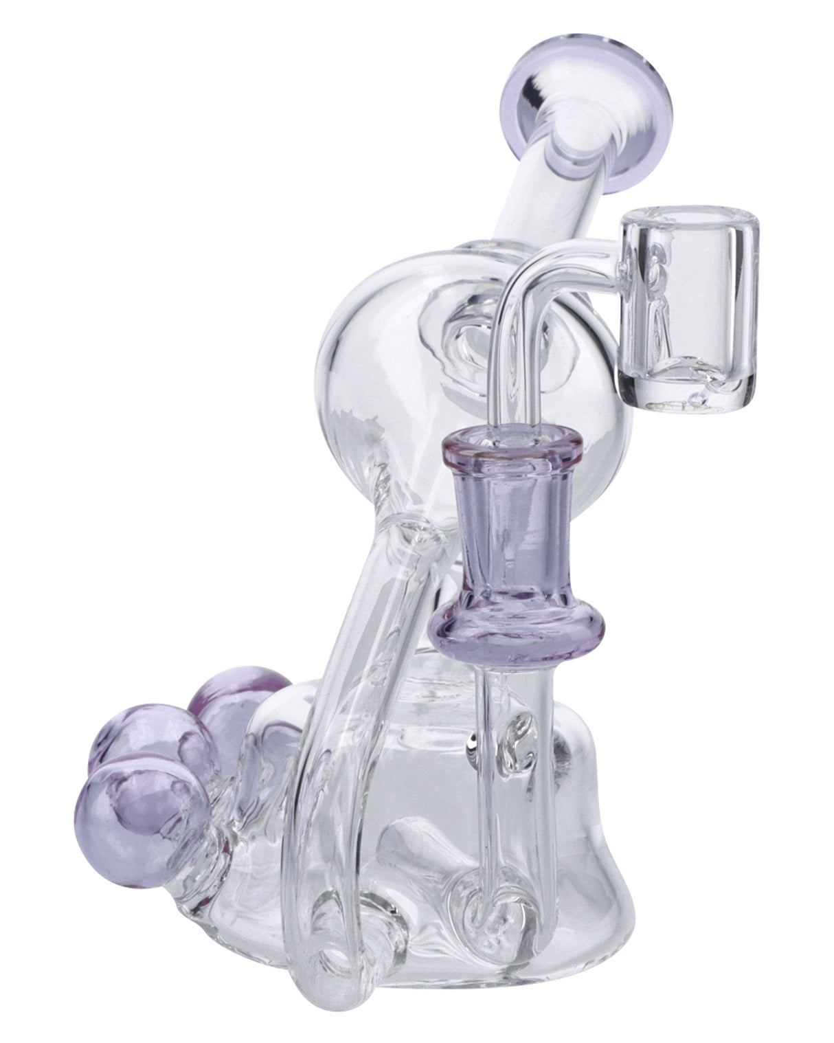 Purple Quartz Bubbler Set by DankGeek - 6in with Banger Hanger Design, Side View