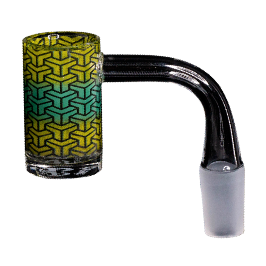 Cheech Glass Quartz Banger Set 14mm with Terp Bead & Cap, Decal Design 2, angled view