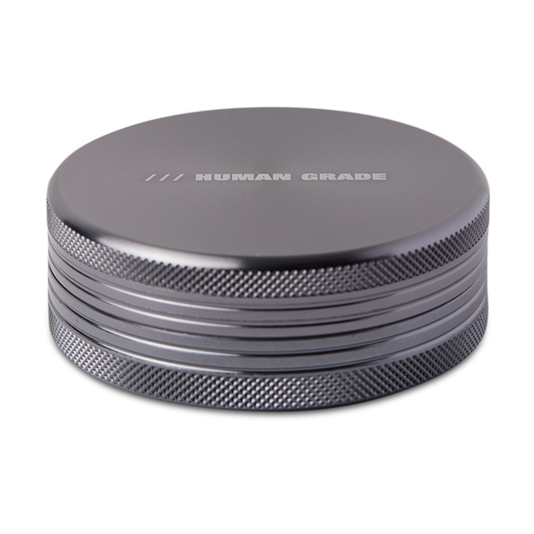 Human Grade Grinder 1C Gunmetal, 2.5" 2-Piece, Durable Aluminum, Front View