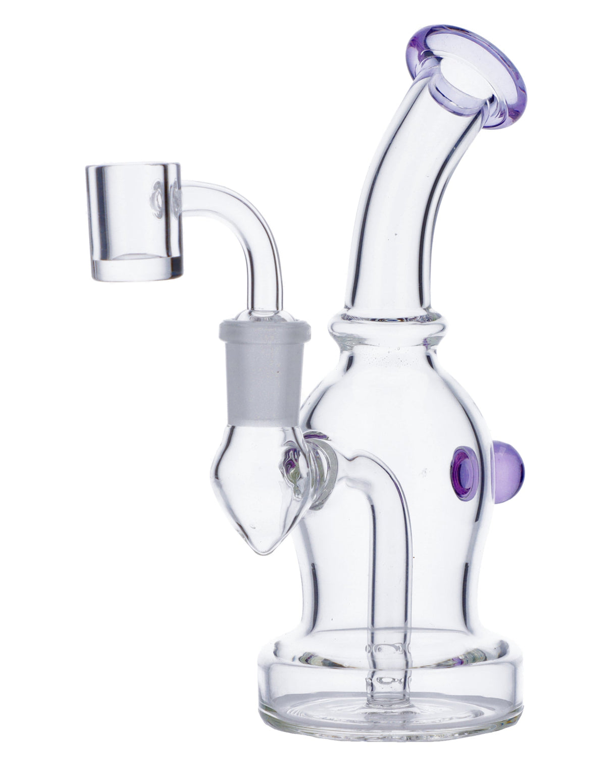 Quartz Banger Dab Rig by Valiant Distribution, 7" height, with 90-degree joint and purple accents