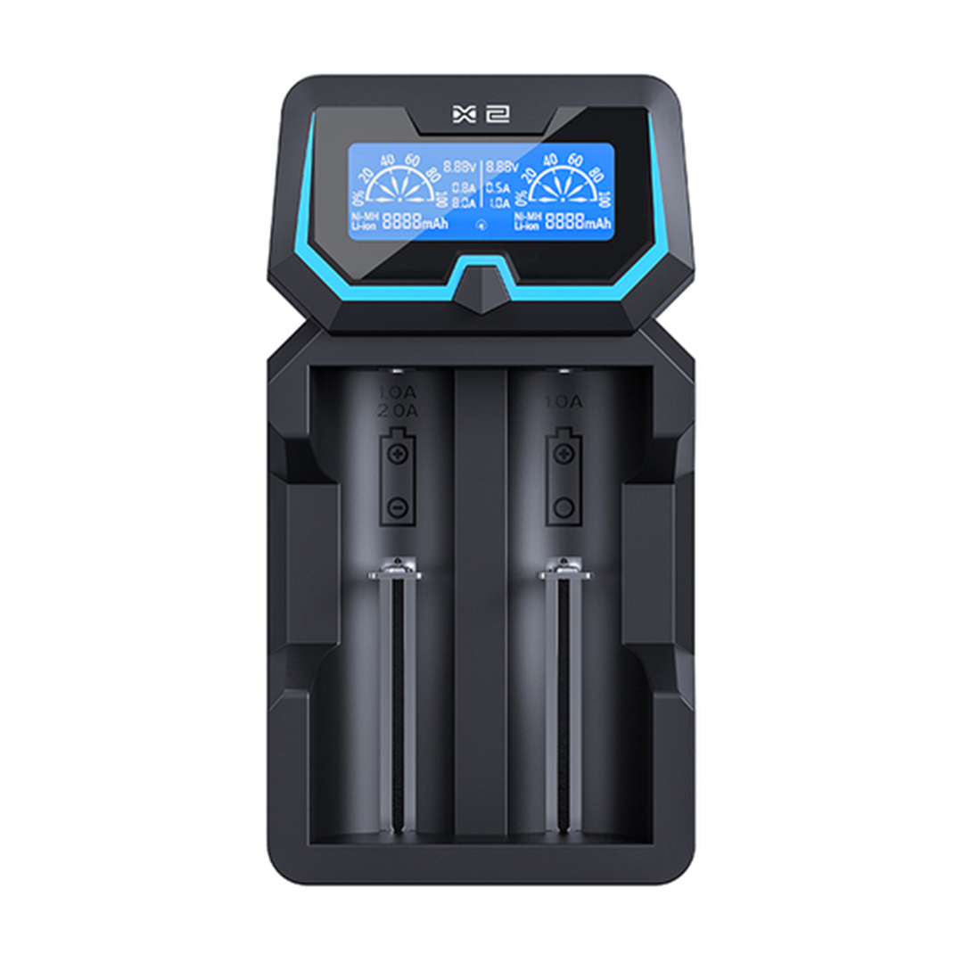 XTAR NEW X2 External Battery Charger Front View with Digital Display