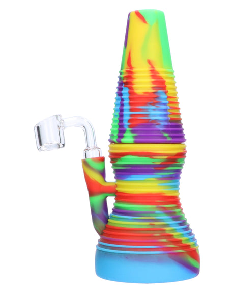 Valiant Distribution 8" Rainbow Dab Rig with Quartz Banger, 90 Degree Joint - Front View