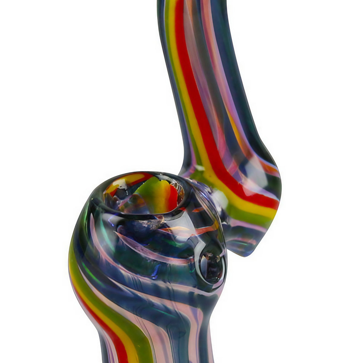 Glass - Thick Color Changing Fumed Frit Rasta Striped Glass Pipe - 2661