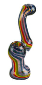 Rasta Twist Fumed Bubbler in Borosilicate Glass, Portable 6" Height, Side View on White