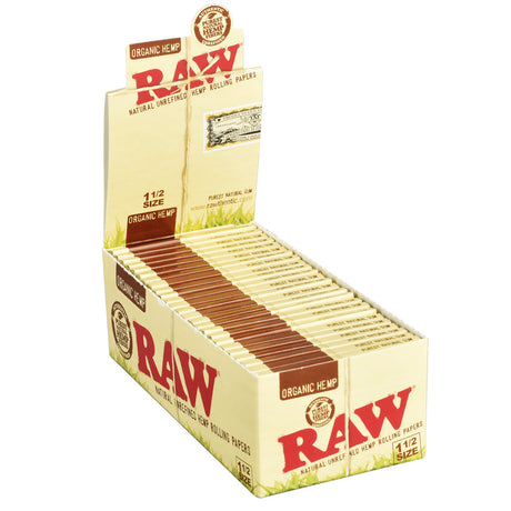 RAW Organic Hemp Rolling Papers 1 1/2" Size Display Box Front View