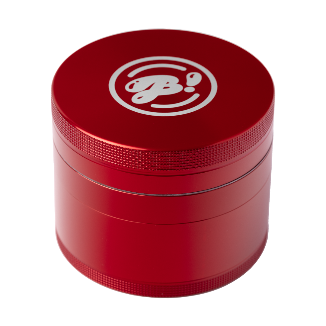 BigFun! 2.5" Red Aluminum Grinder with Diamond Teeth & Pollen Sift - Top View
