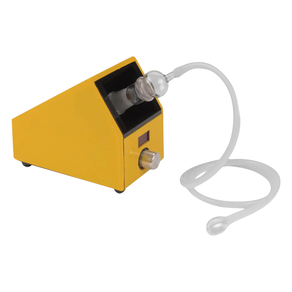 Retro Vapes Bel Air Yellow Ceramic Tabletop Vaporizer with Hose, Side View