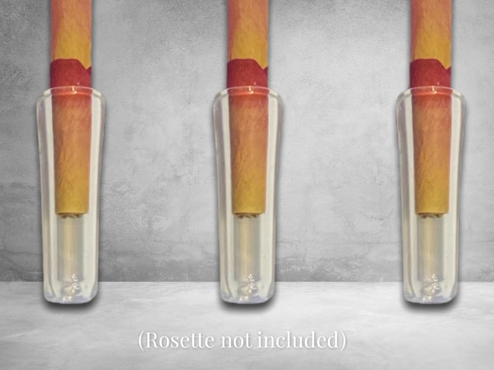 CaliGreenGold Reusable Glass Tip Mouthpieces, pack of 3, on grey background