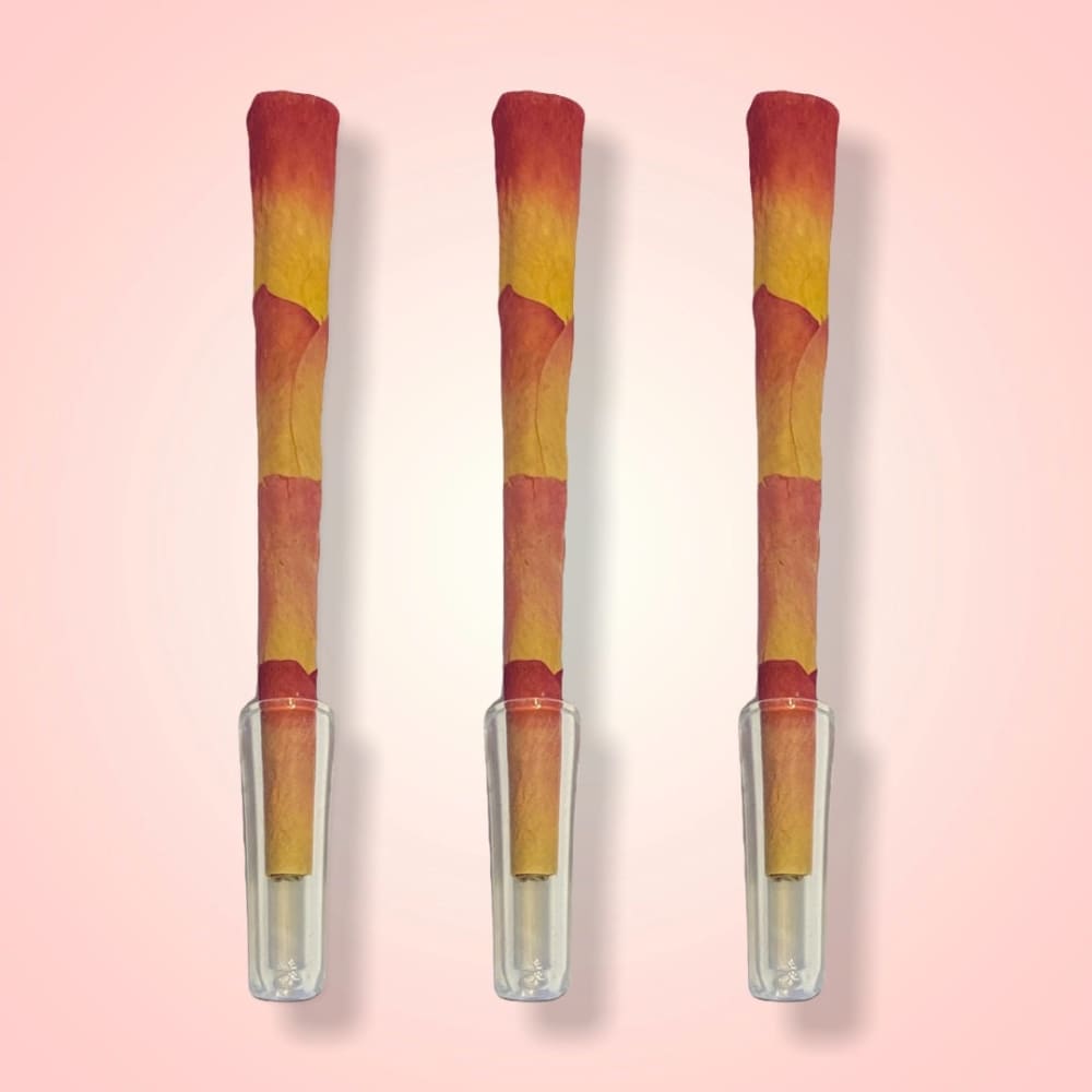 CaliGreenGold Reusable Glass Tip Mouthpieces, Pack of 3, Front View on Pink Background