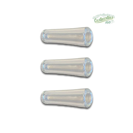 CaliGreenGold Reusable Glass Tip Mouthpieces, 3-Pack, Top View on White Background