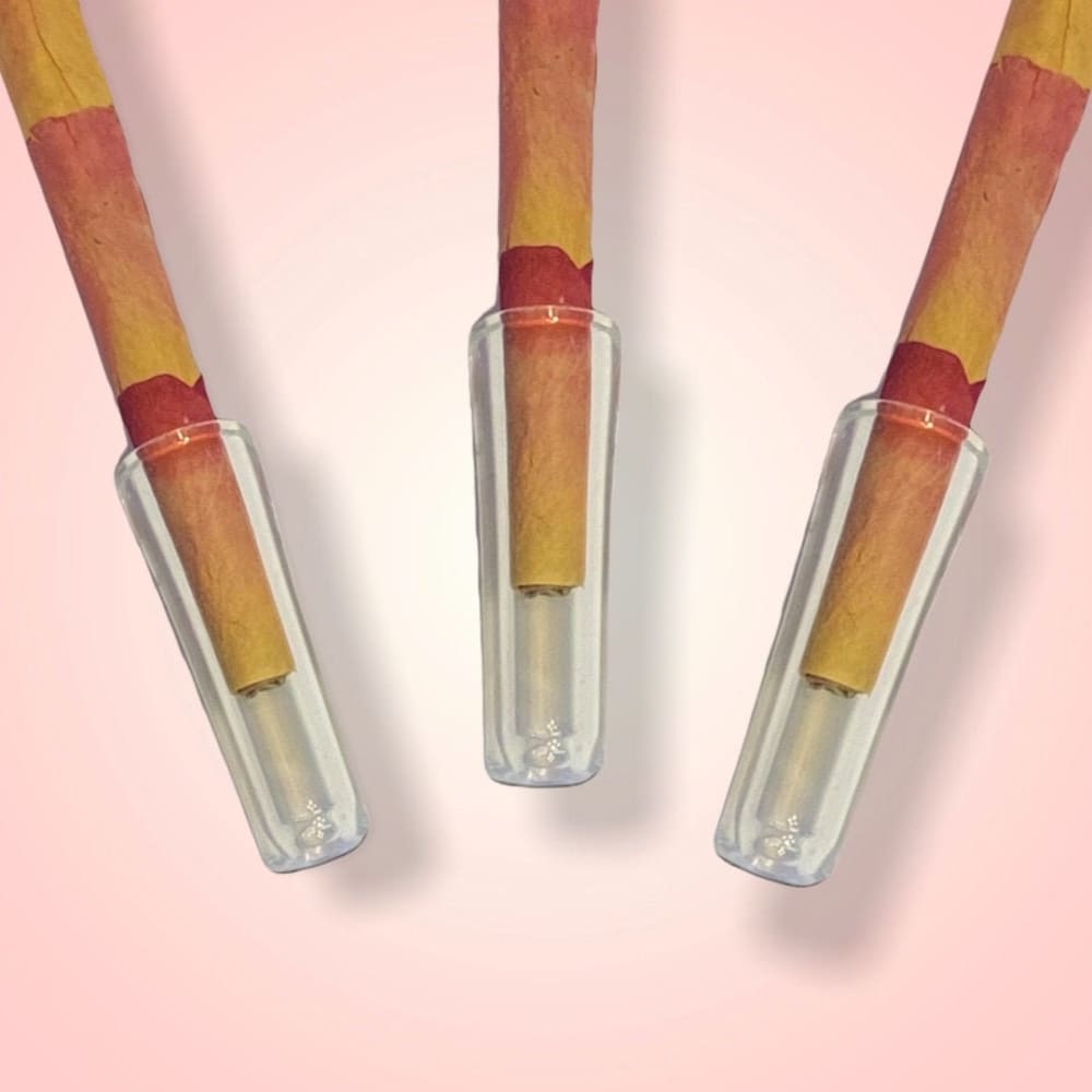 CaliGreenGold Reusable Glass Tip Mouthpieces for Rolling Papers, Pack of 3, Overhead View