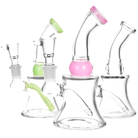 Compact Ring My Bell Mini Glass Water Pipes in various colors with 90-degree joints