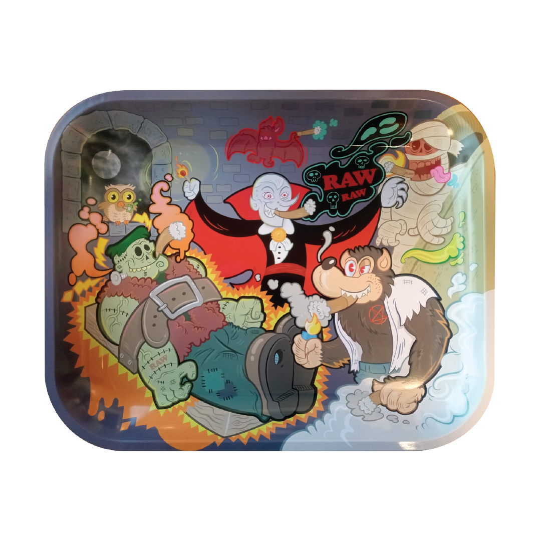 Large RAW Essential Rolling Tray - Monster Sesh Design - Top View for Easy Rolling