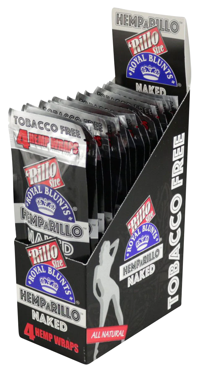 Royal Blunts Hemparillo Hemp Wraps 15-Pack display, tobacco-free, flavored, portable size