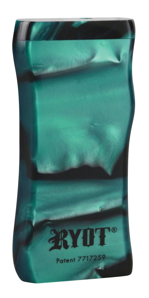 RYOT Acrylic Magnetic Dugout in Teal, Front View, Compact Design for Dry Herbs