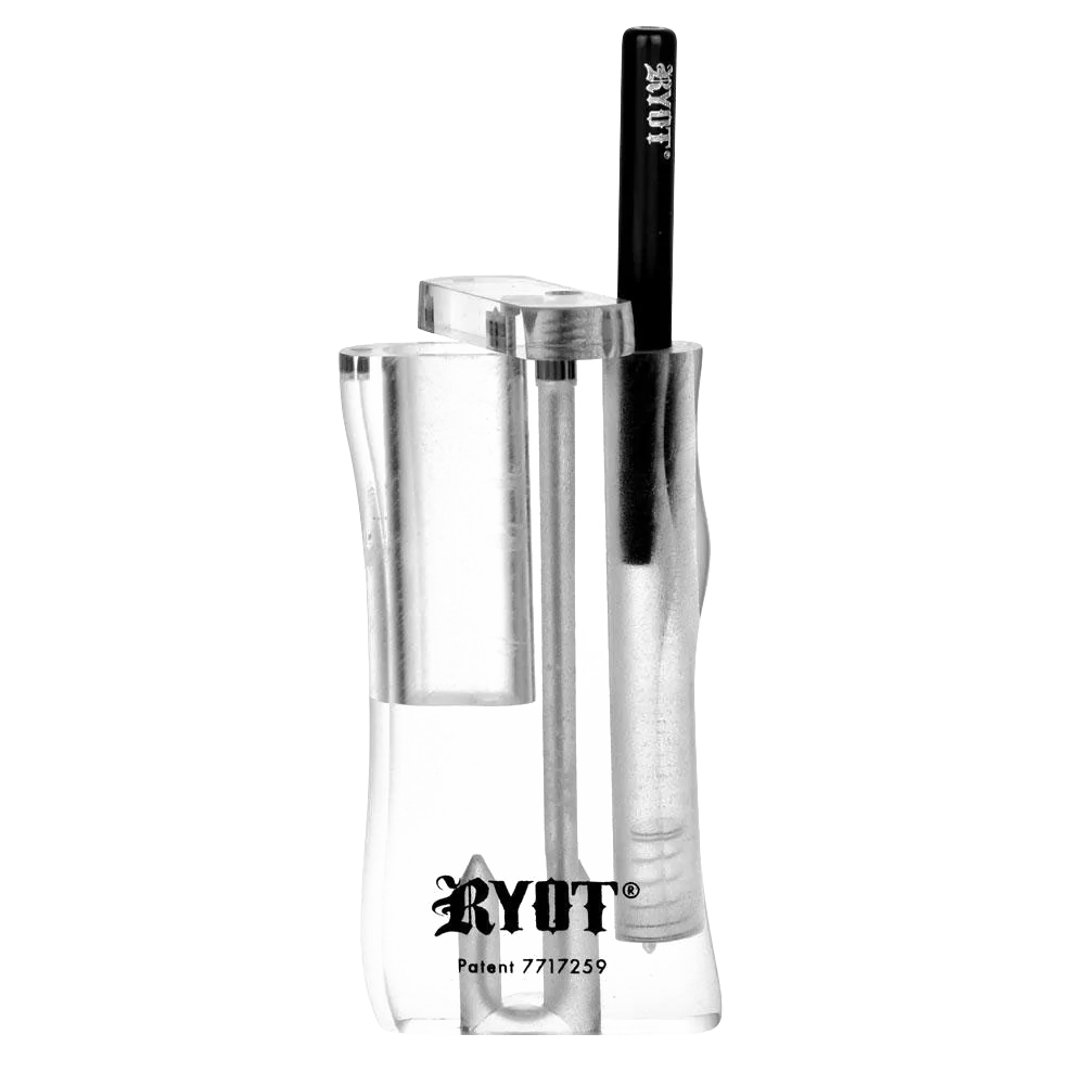 RYOT Acrylic Magnetic Dugout with Poker and Chillum, Front View, for Dry Herbs