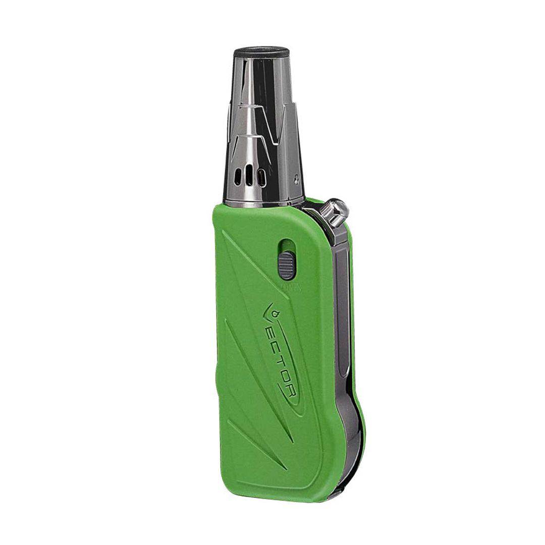 Vector Vboom Mini Torch in Green Rubber Matte finish, angled view on white background
