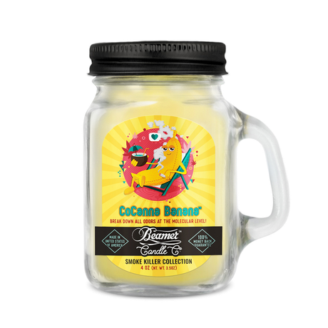 Beamer Candle Co. 4oz Mini Candle in CoCanna Banana scent, front view on white background