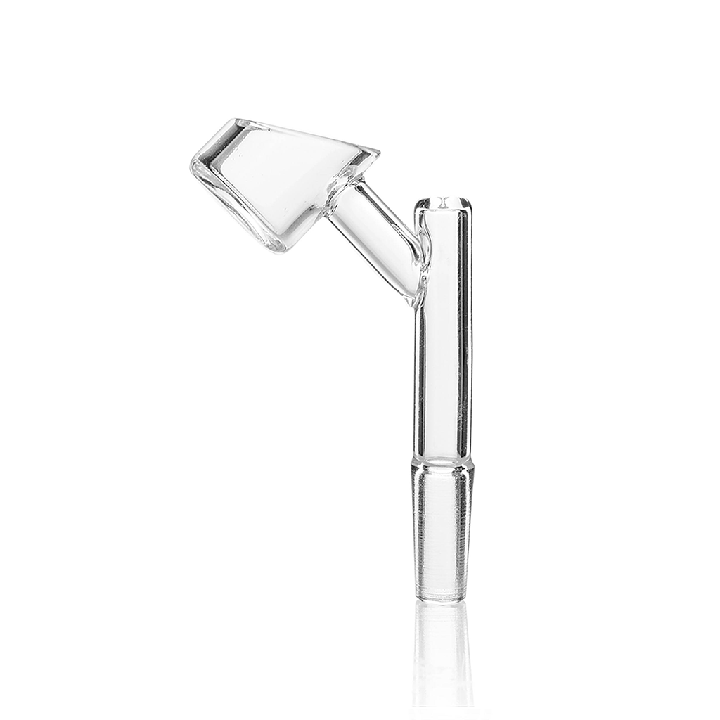 GRAV Quartz Banger 10mm Male at 45° angle, clear view on white background, perfect for dab rigs