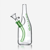 PILOTDIARY Sake Bottle Glass Water Bong Front View with Green Accents