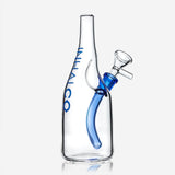 PILOTDIARY Sake Bottle Glass Water Bong Front View with Blue Accents