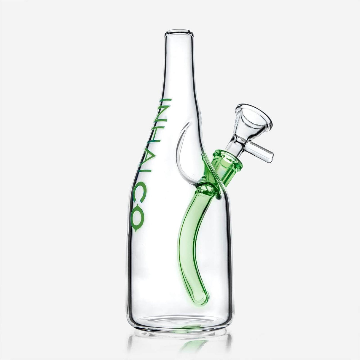 PILOTDIARY Sake Bottle Glass Water Bong with Green Accents - Front View
