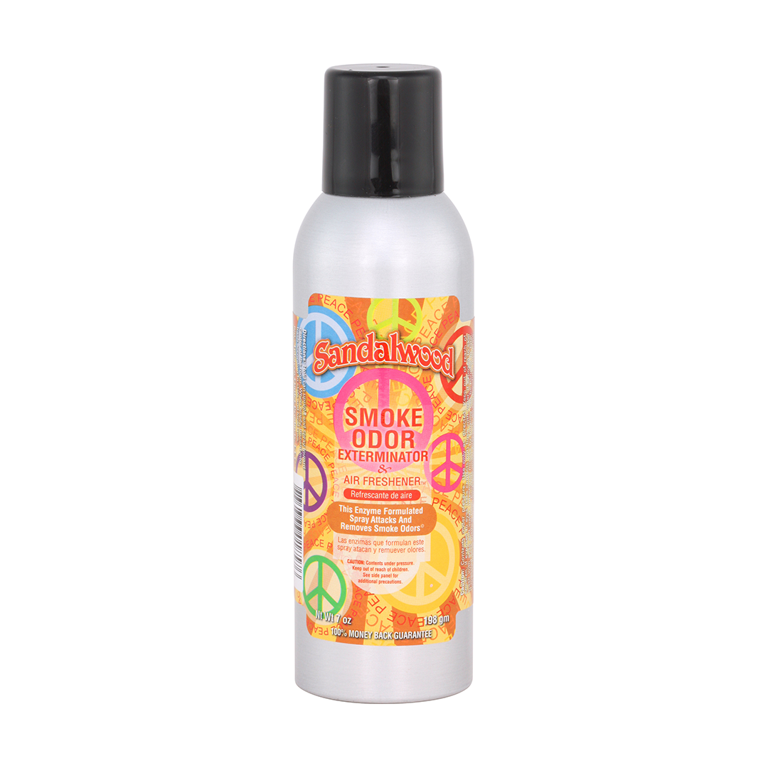 Smoke Odor 7oz Enzyme Odor Eliminator Spray in Sandalwood scent, front view on white background