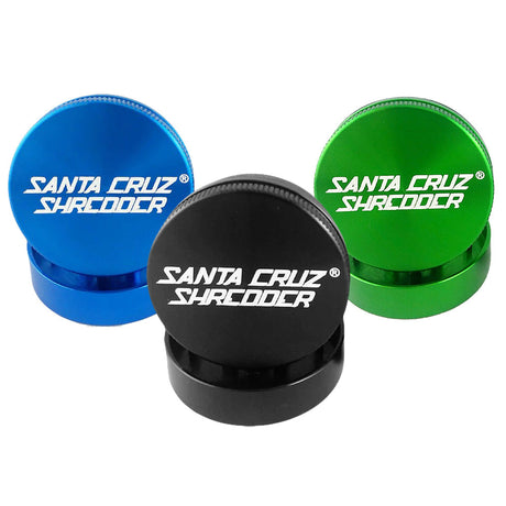 Santa Cruz Shredder Small 2pc Grinders in Black, Blue, and Green - Front View