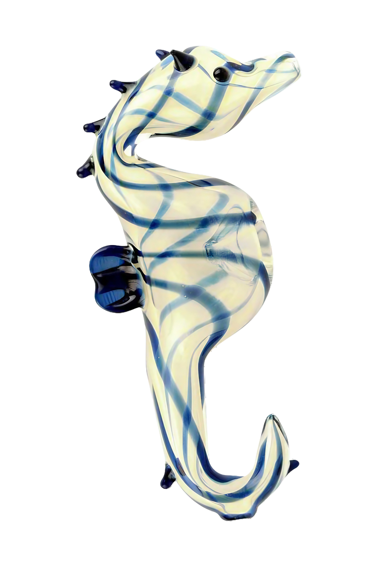 Assorted color Seahorse Glass Hand Pipe, 4.5" borosilicate glass, angled side view