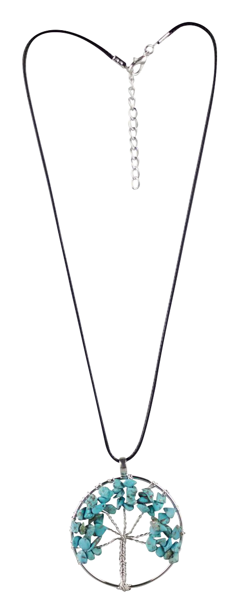 Semi Precious Gem Tree of Life Necklace front view on a seamless white background