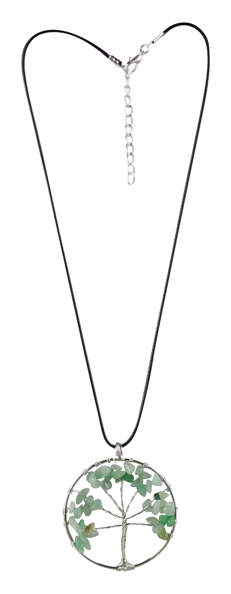 Elegant Tree of Life Necklace with Semi Precious Gem Leaves on a 17.5" Chain