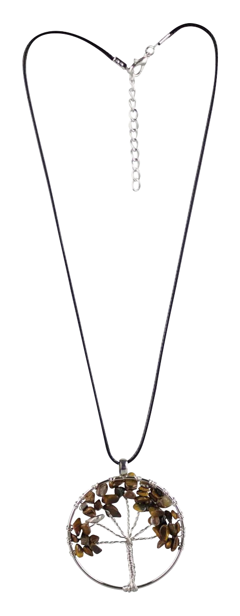 Elegant Tree of Life Necklace with Semi-Precious Gemstones on a 17.5" Chain