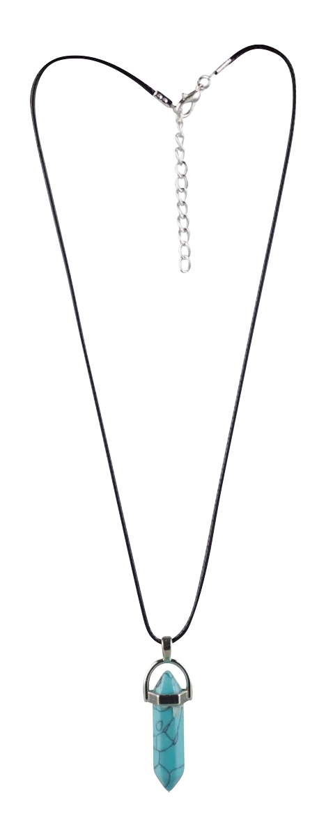 Chic Turquoise Gemstone Pendant Necklace on a Silver Chain - Front View