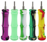 Colorful Silicone Bamboo Style Vapor Straws with Titanium Tips - 5.5" Front View