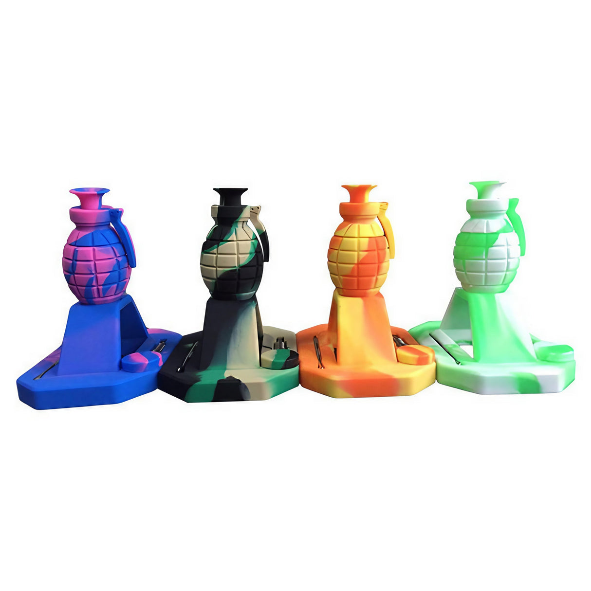 Assorted Colors Silicone Grenade Dab Straws with Titanium Tips - DankGeek