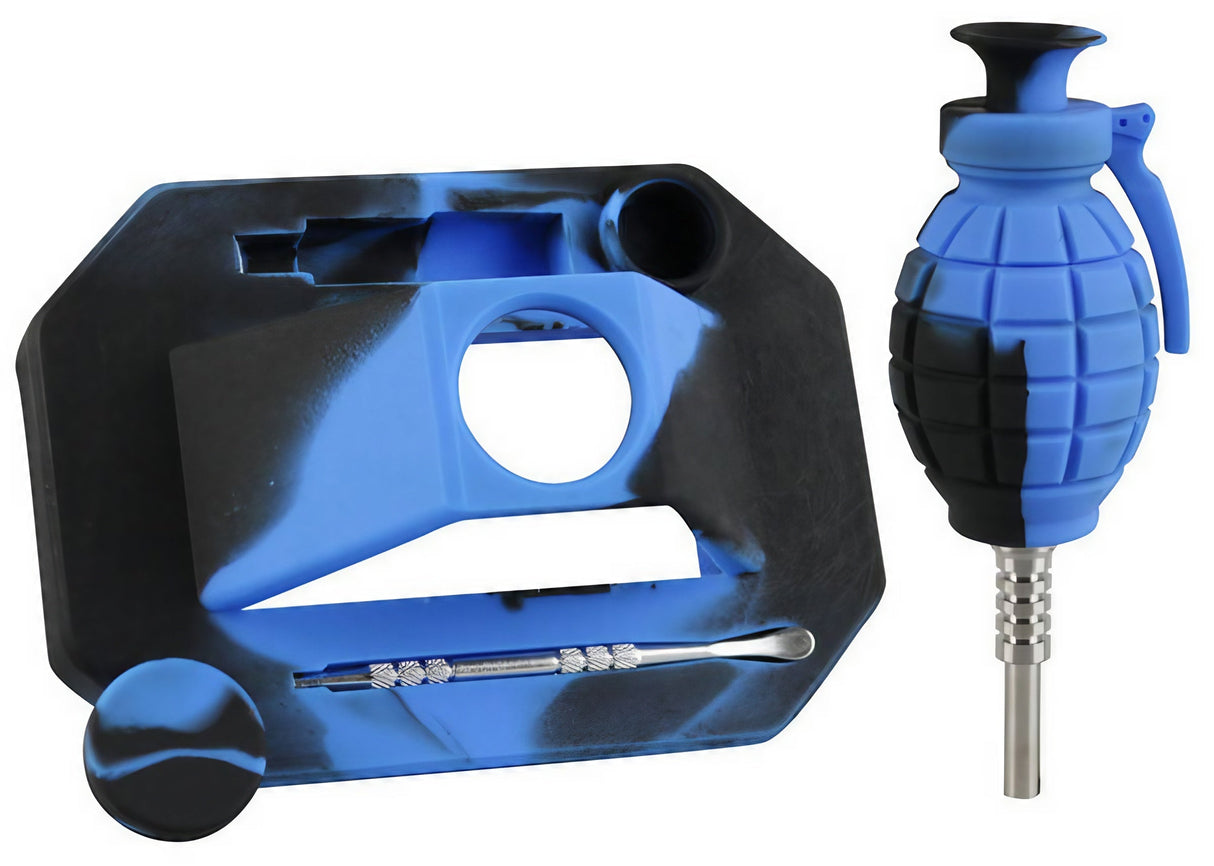 Assorted color silicone grenade-shaped vapor straw with 14mm titanium tip, easy to clean