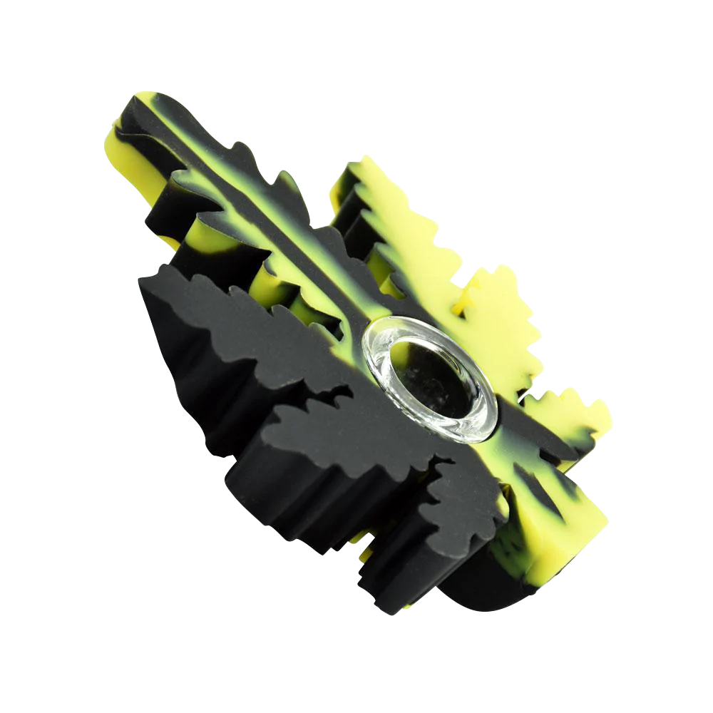 Assorted colors silicone hemp leaf hand pipe with borosilicate glass bowl