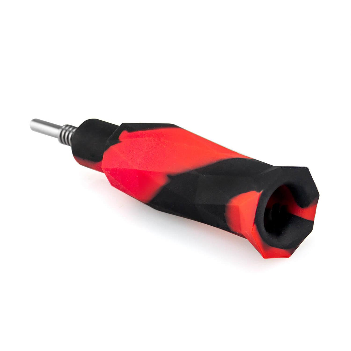 PILOT DIARY Portable Silicone Nectar Collector in Red/Black with Titanium Nail - Side View