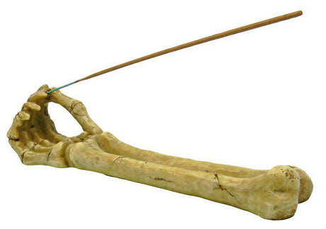 Polyresin Skeleton Arm Incense Burner, 10" Size, Portable Design, Side View on White