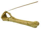 Polyresin Skeleton Arm Incense Burner, 10" Size, Side View with Incense Stick