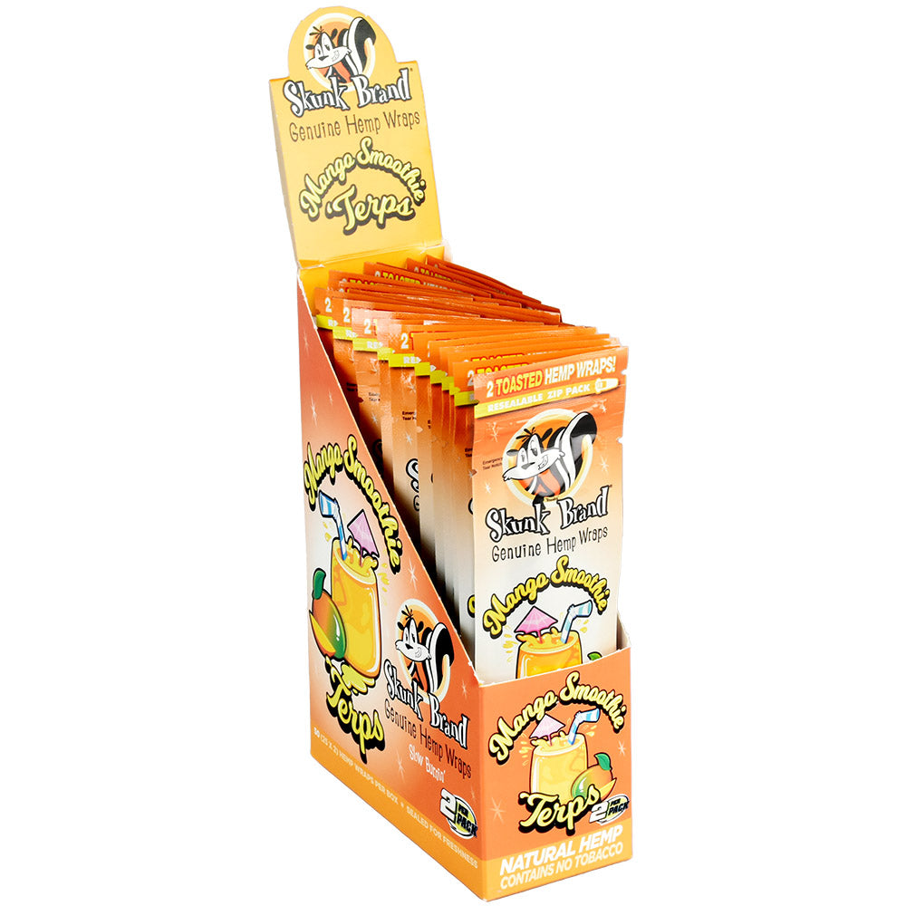 Skunk Brand Terp Hemp Wraps 25-pack display box with assorted flavors for dry herbs