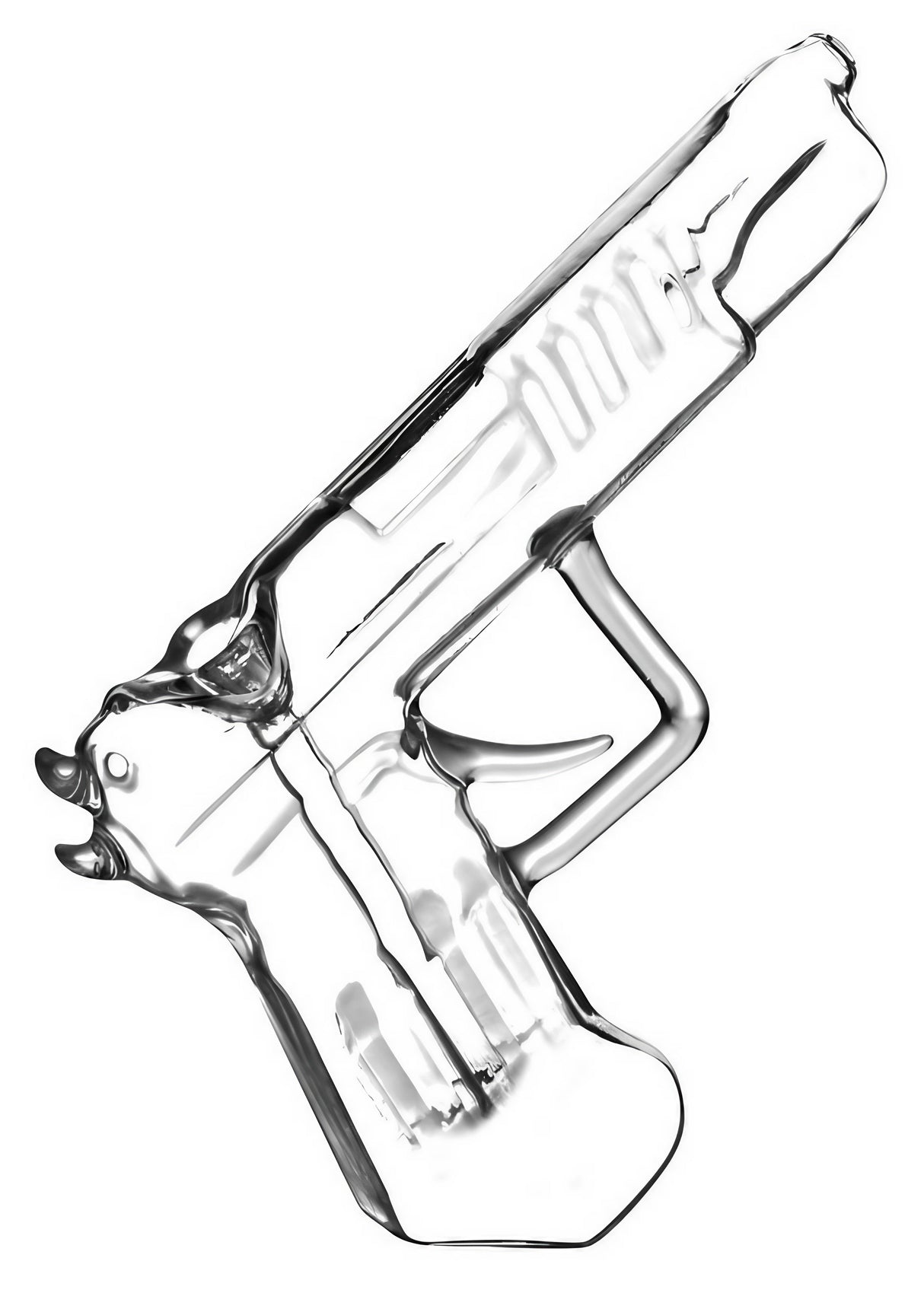 8" Smoking Gun Glass Bubbler - Clear Borosilicate Glass - Side View